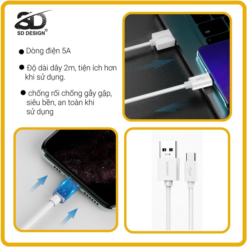 Cáp sạc SD DESIGN M162  chân sạc T.y.p.e.C sử dụng cho các máy samsung,oppo..bảo hành 1 đổi 1