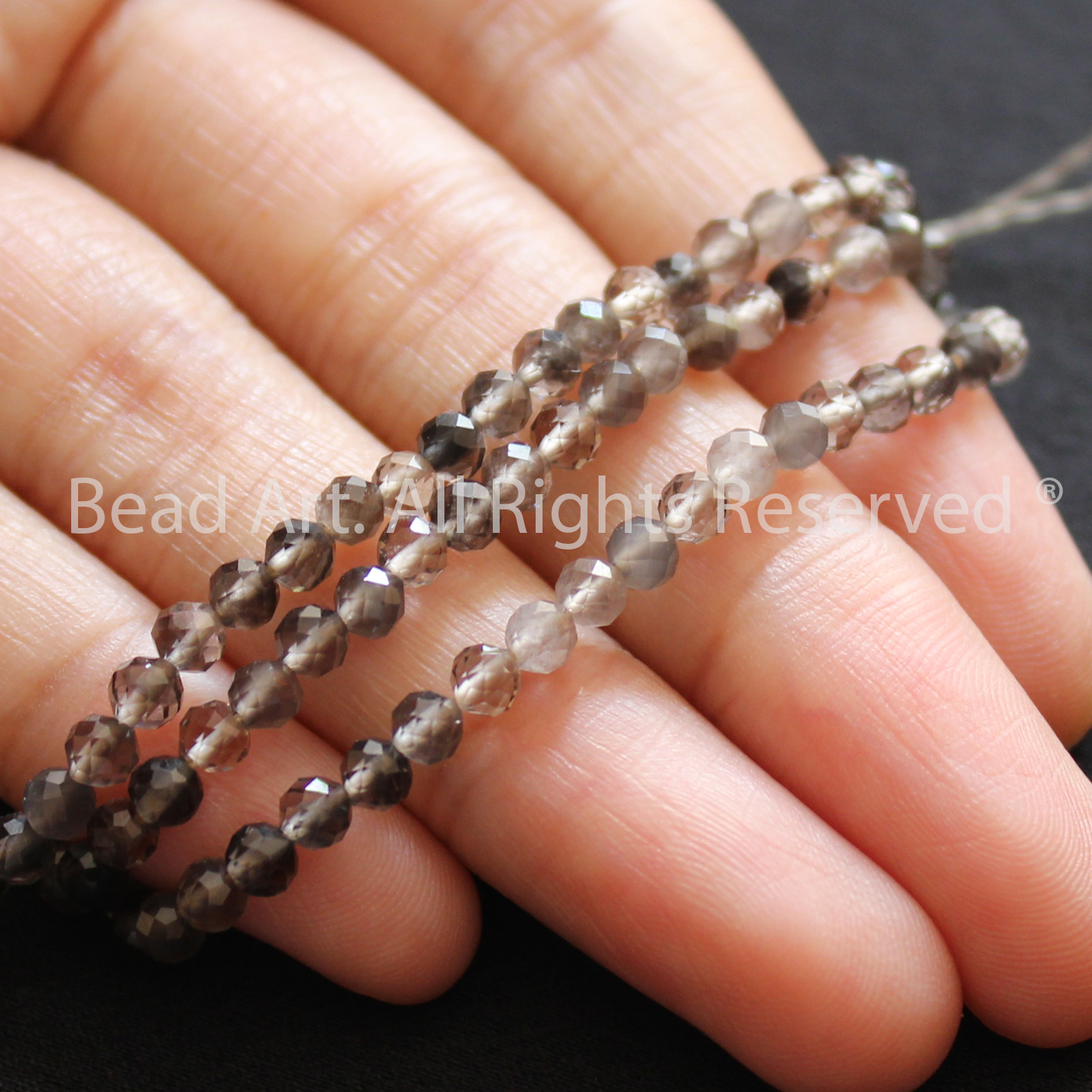 3MM Đá Thạch Anh Khói Nâu Tự Nhiên Giác Cắt, Kim, Thuỷ, Phối Vòng Tay Phong Thuỷ, Chuỗi Hạt, Trang Sức - Bead Art
