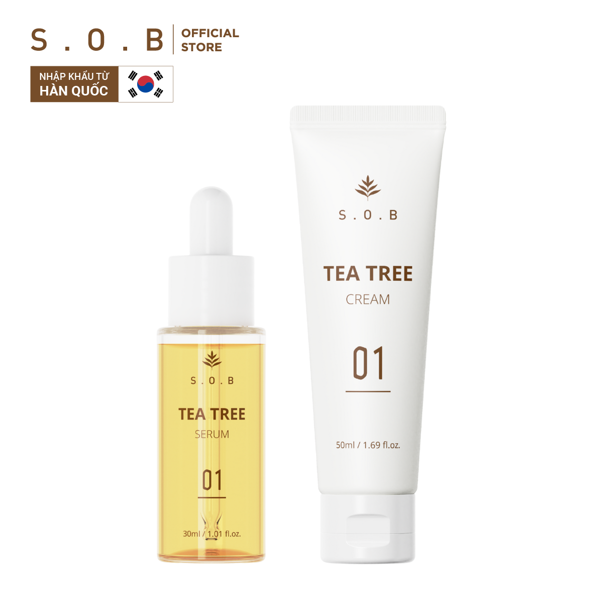 Combo dưỡng da S.O.B - Serum sạch mụn 30ml và Kem dưỡng phục hồi 50ml