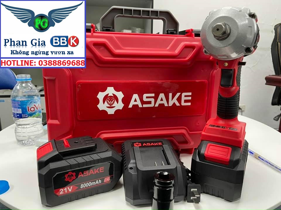 MÁY SIẾT BULONG CAO CẤP ASAKE MỞ ỐC 38mm  PIN 15 CELL 8.0 AH