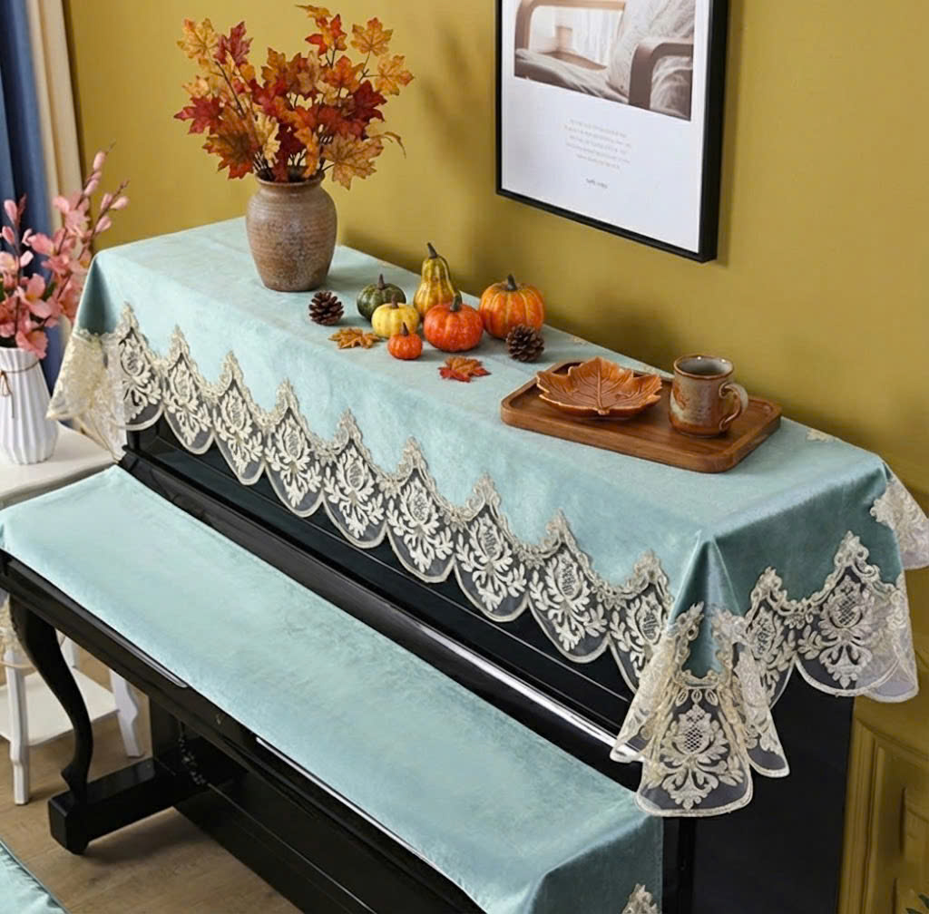 Khăn phủ đàn piano cơ đàn piano điện tử 88 phím phong cách Châu Âu cổ điển sang trọng trang trí giáng sinh noel Tết - Hàng chính hãng