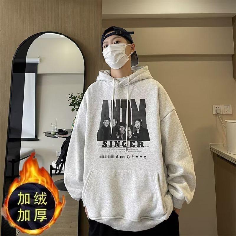 Áo Hoodie Nỉ Tay Dài Dáng Rộng In Chữ Chống Dầu Thời Trang Hàn Quốc Dành Cho Nam Nữ