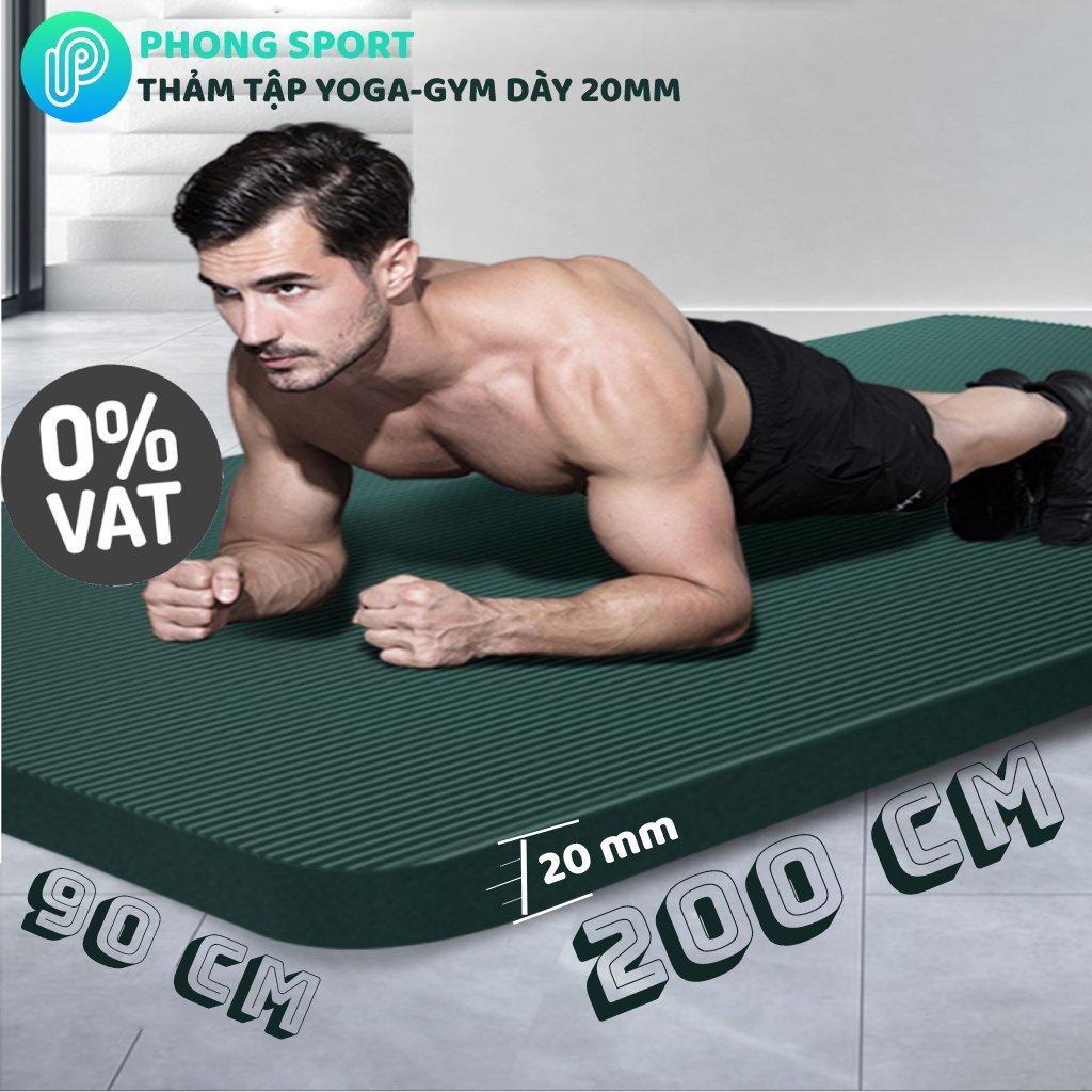 Thảm tập gym yoga siêu dày 20mm tập thể dục tại nhà, đệm văn phòng, thảm dã ngoại du lịch chất liệu cao su NBR