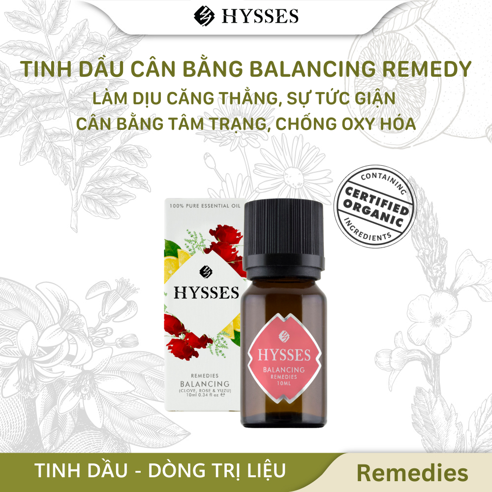 Tinh Dầu Cao Cấp Hysses Remedies Balancing Mùi Hương Thơm Dịu, Chống Oxy Hóa, Làm Dịu Căng Thẳng Và Lo Lắng Với Chiết Xuất Mận & Chanh Yuzu Nhật Bản Hữu Cơ Tự Nhiên