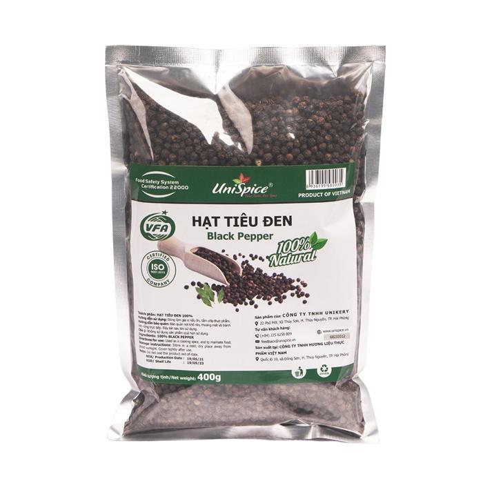 Hạt tiêu đen Túi 400gr- Hạt tiêu Unspice. Gia vị tự nhiên đảm bảo chất lượng