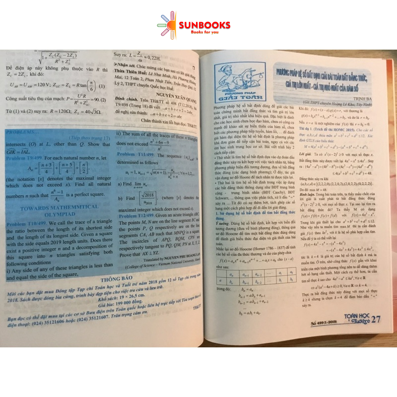 Sách Tạp Chí Toán Học Và Tuổi Trẻ Năm 2019