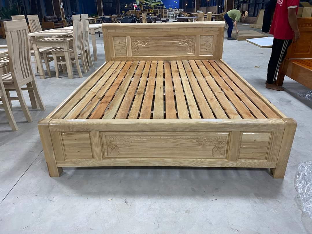 Giường ngủ gỗ sồi nga màu tự nhiên 1m2x 2m