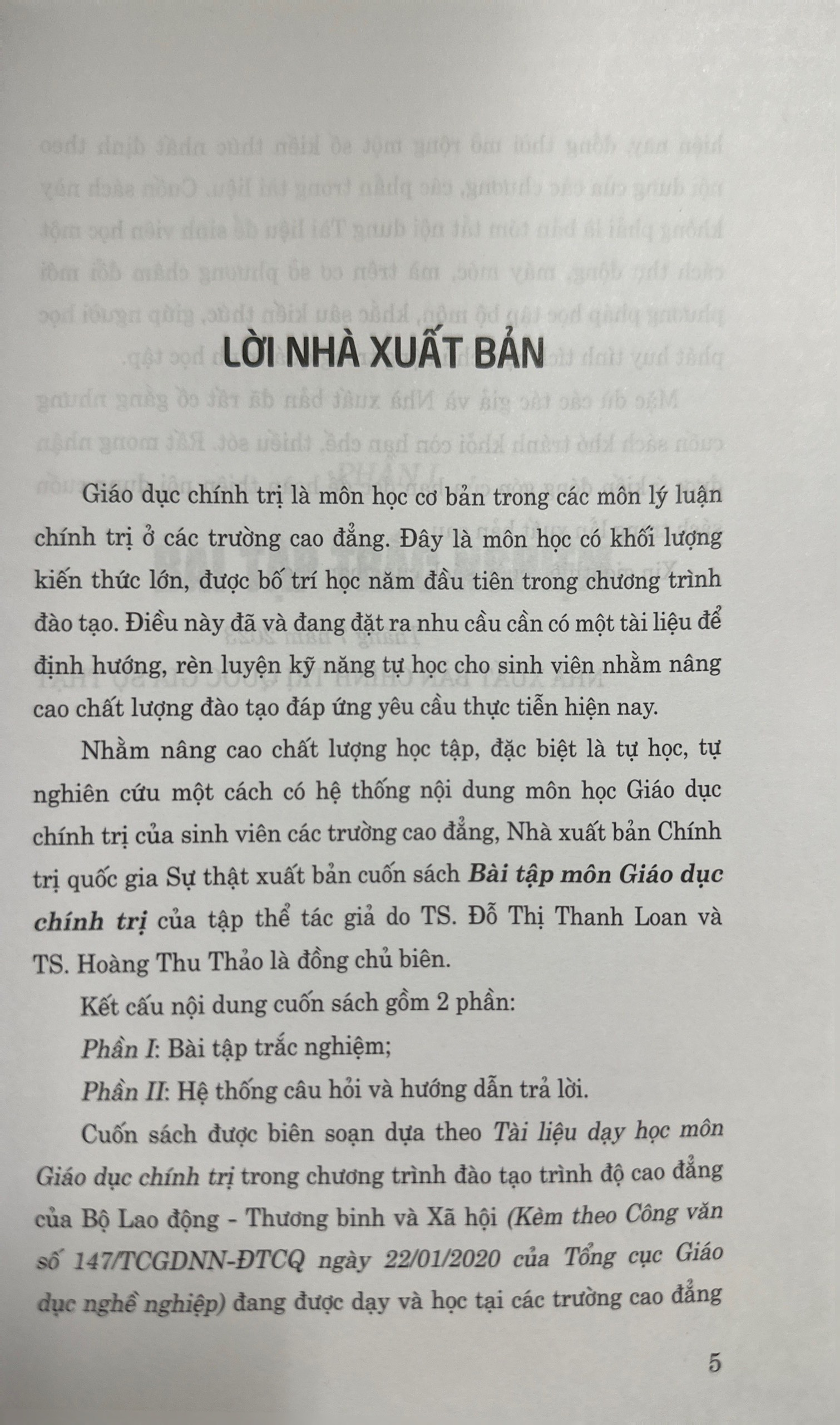 Bài tập môn Giáo dục chính trị ( chương trình đào tạo trình độ cao đẳng)