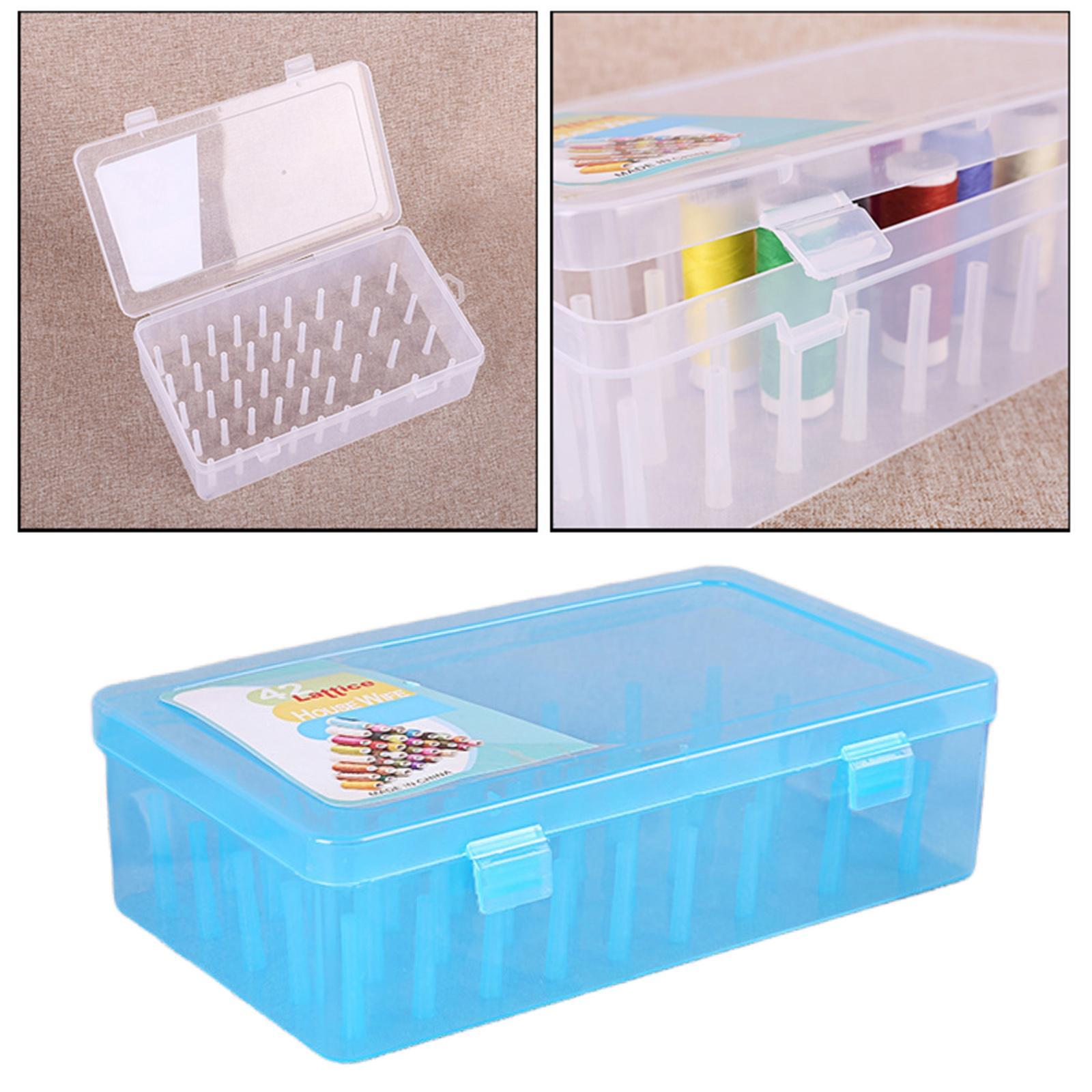 2x Sewing Thread Box Organizer 42 Bobbins with Double Lock Closure, Embroidery Bobbins Thread Storage Box for Crafts
