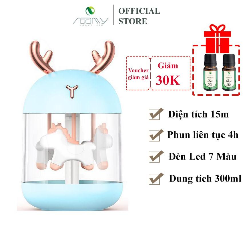 Máy Xông Tinh Dầu Mini Phun Sương Tạo Ẩm Hình Hộp Nhạc Cổng Cắm USB Dung Tích 300ml Xông Liên Tục 4-8h Bù Ẩm Phòng Ngủ