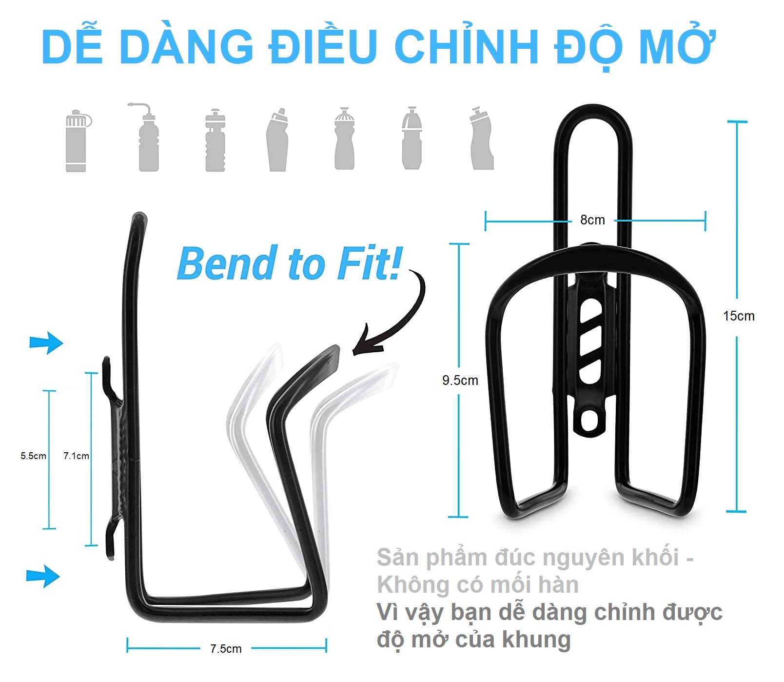 Giá Đỡ Bình Nước Dành Cho Xe Đạp Thể Thao - Nhôm Siêu Nhẹ - Dễ Dàng Điều Chỉnh Độ Rộng - Lắp Đặt Đơn Giản