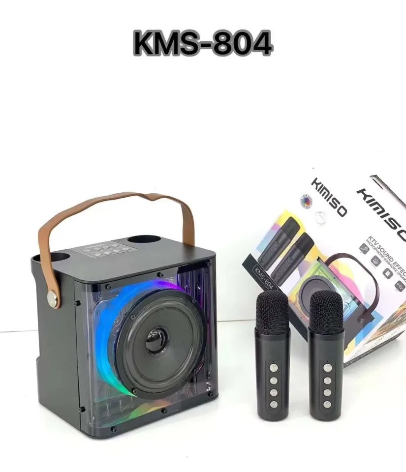 Loa Bluetooth karaoke  KIMISO KMS-804 kèm 2 micro không dây xách tay công suất lớn, âm thanh sống động- Hàng chính hãng