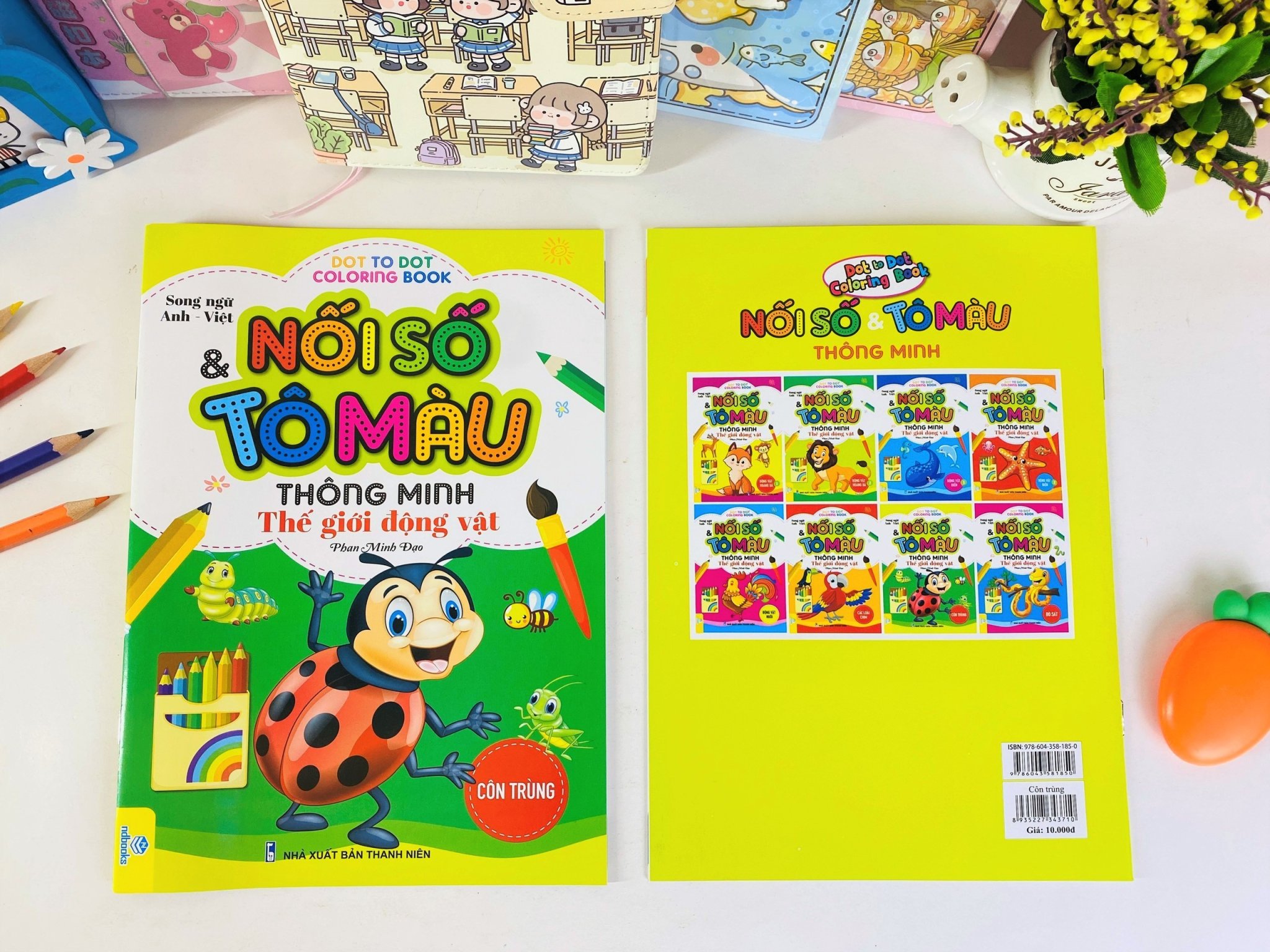 Sách - Combo 8 Cuốn: Nối số & Tô màu thông minh thế giới động vật - Song ngữ Việt Anh - ndbooks