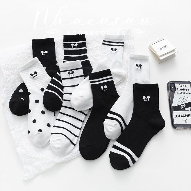 Tất Vớ Nam Nữ Cổ Cao Họa Tiết Mickey Siêu Đáng Yêu Nhà Cá Sấu
