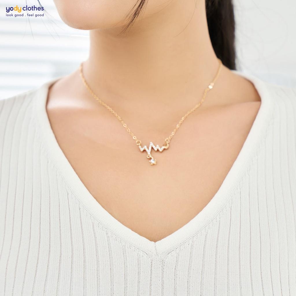 Áo Len Gân Nữ YODY Tay Dài Cổ Tim ALN5046
