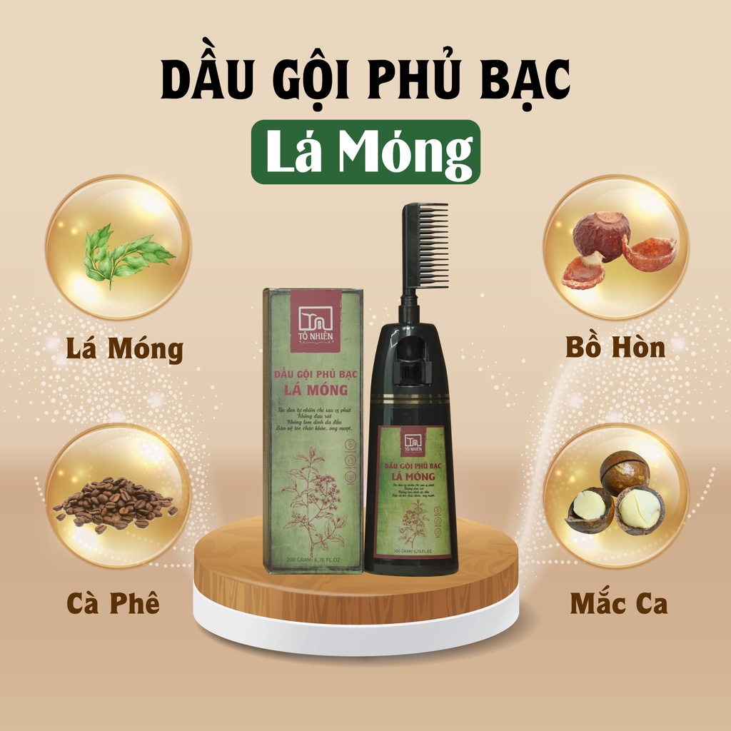 Dầu gội phủ bạc lá móng Tô Nhiên 200g - Làm đen tóc tự nhiên tại nhà chỉ sau 15 phút