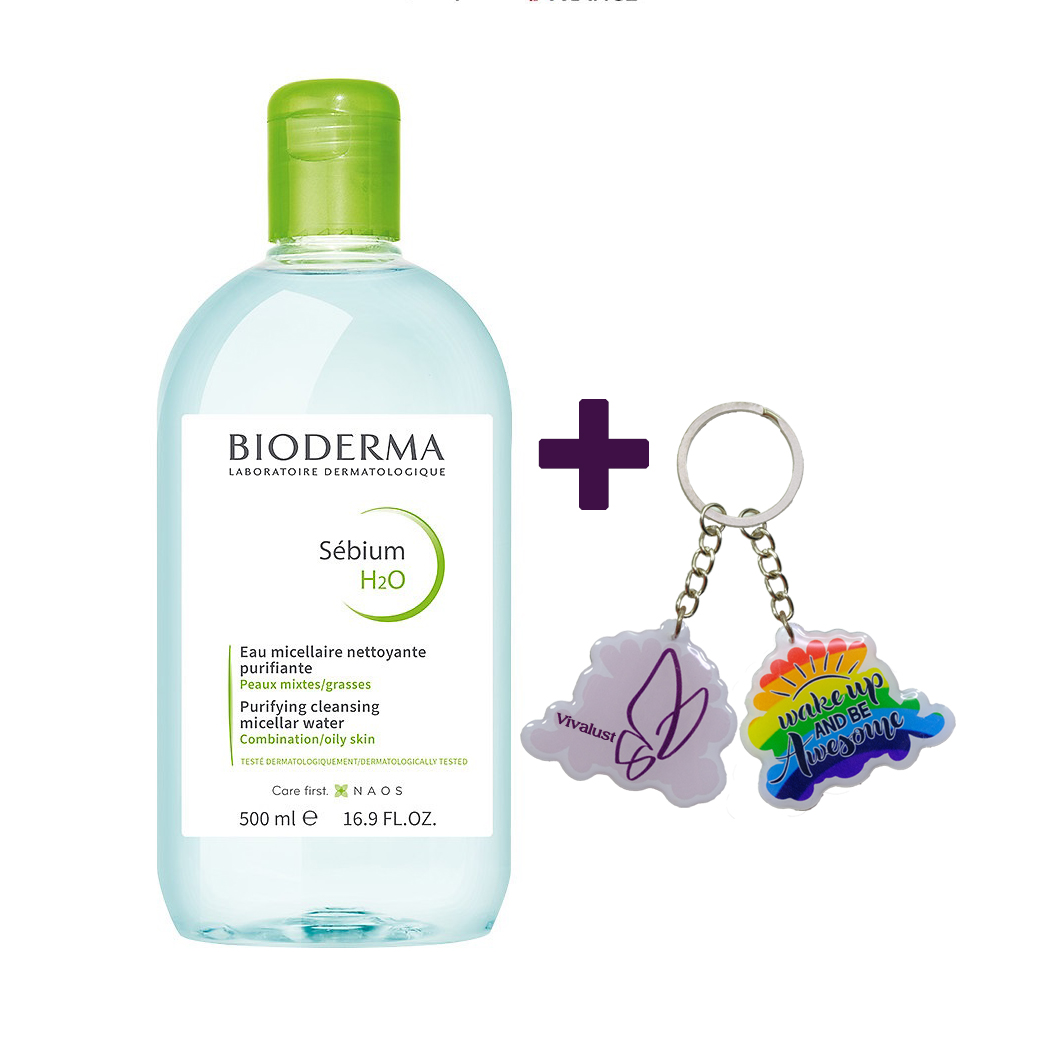 Nước Tẩy Trang Dành Cho Da Dầu Mụn BIODERMA Sébium H2O 500ml + Tặng 1 Móc Khóa Nhựa 2 Mặt