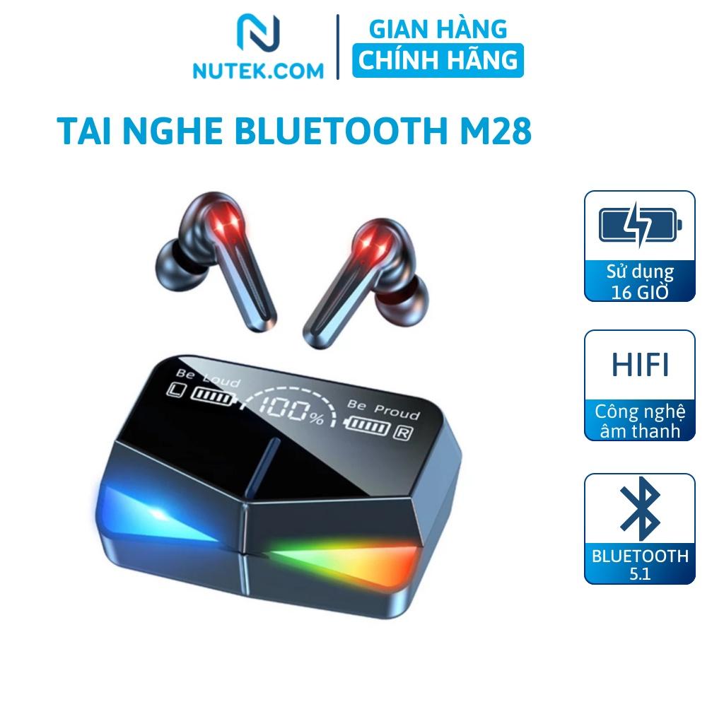 Tai nghe không dây NUTEK M28 bluetooth gaming V5.1 điều khiển cảm ứng âm thanh sống động, pin trâu