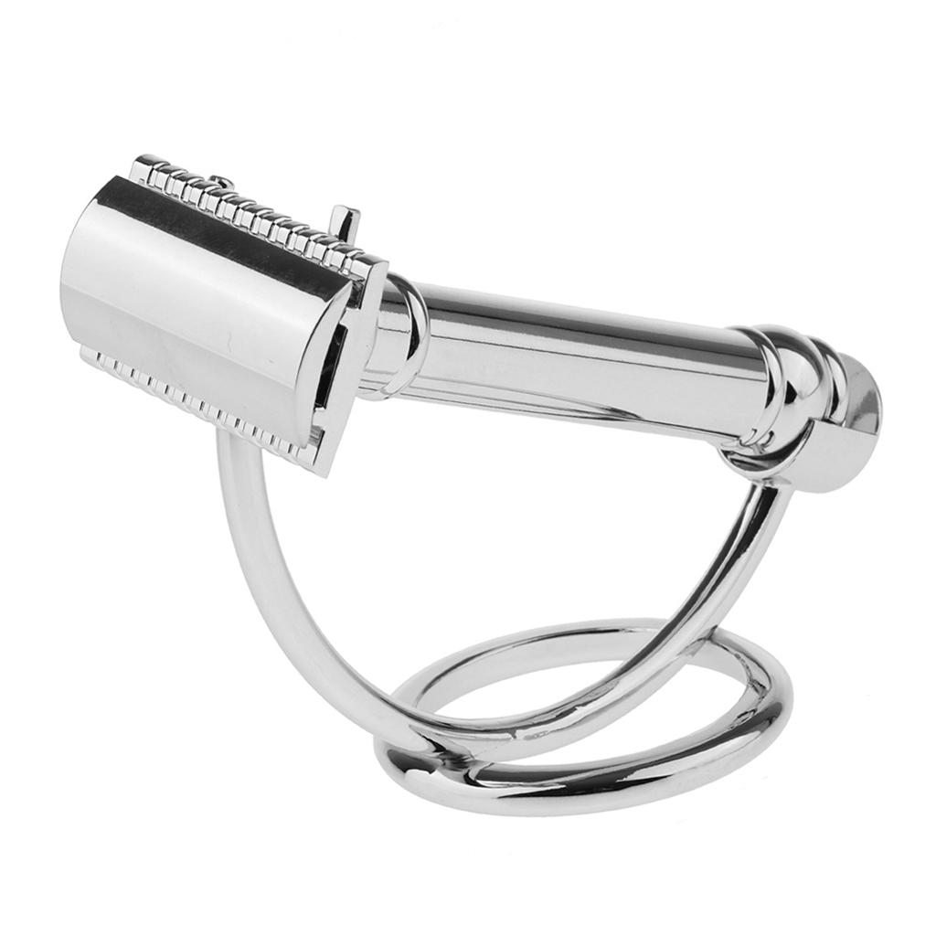 Men Barber Shaving Stand Holder + Manual Double Edge Safety Shaver Set