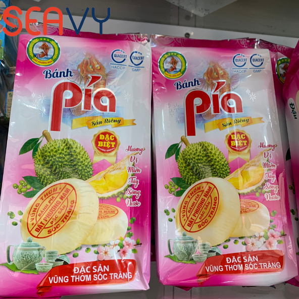 Đặc Sản Nha Trang -Bánh Pía Sầu Riêng Đất Phương Nam, Bánh Với Vị Đậu Xanh, Khoai Môn, Chay Thịt Lạp Trứng Muối Seavy gói 400g