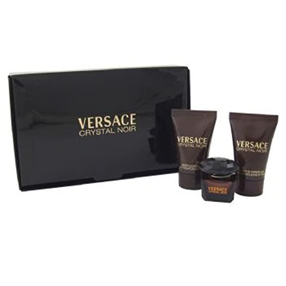 Set nước hoa mini VERSACE CRYSTAL Noir EDT 5ml + gel tắm 25ml + dưỡng thể 25ml