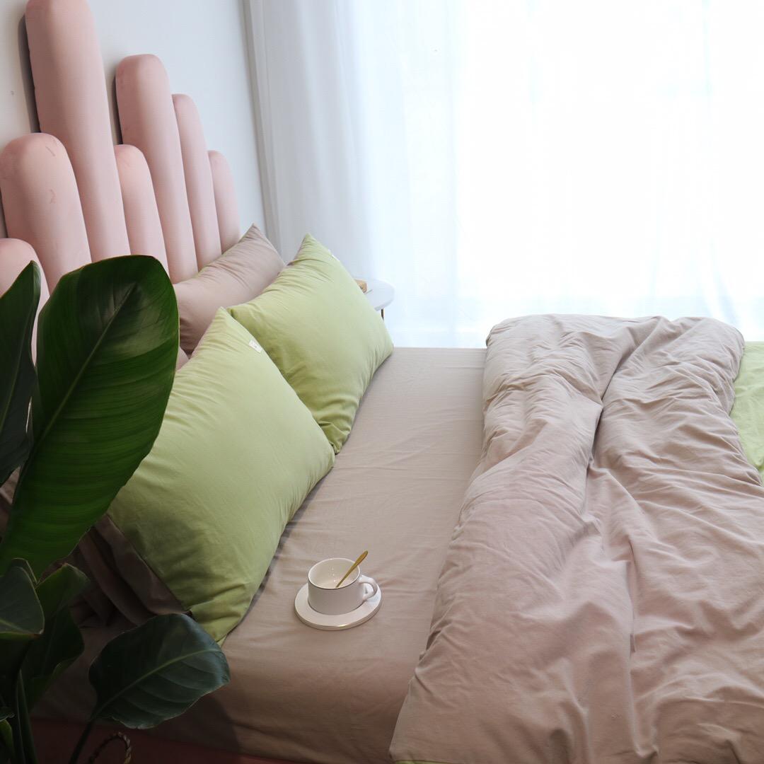 Bộ Chăn Ga Gối Cotton Tici LIDACO - Xanh Lá Ga Hồng - Tặng Vỏ Gối Ôm