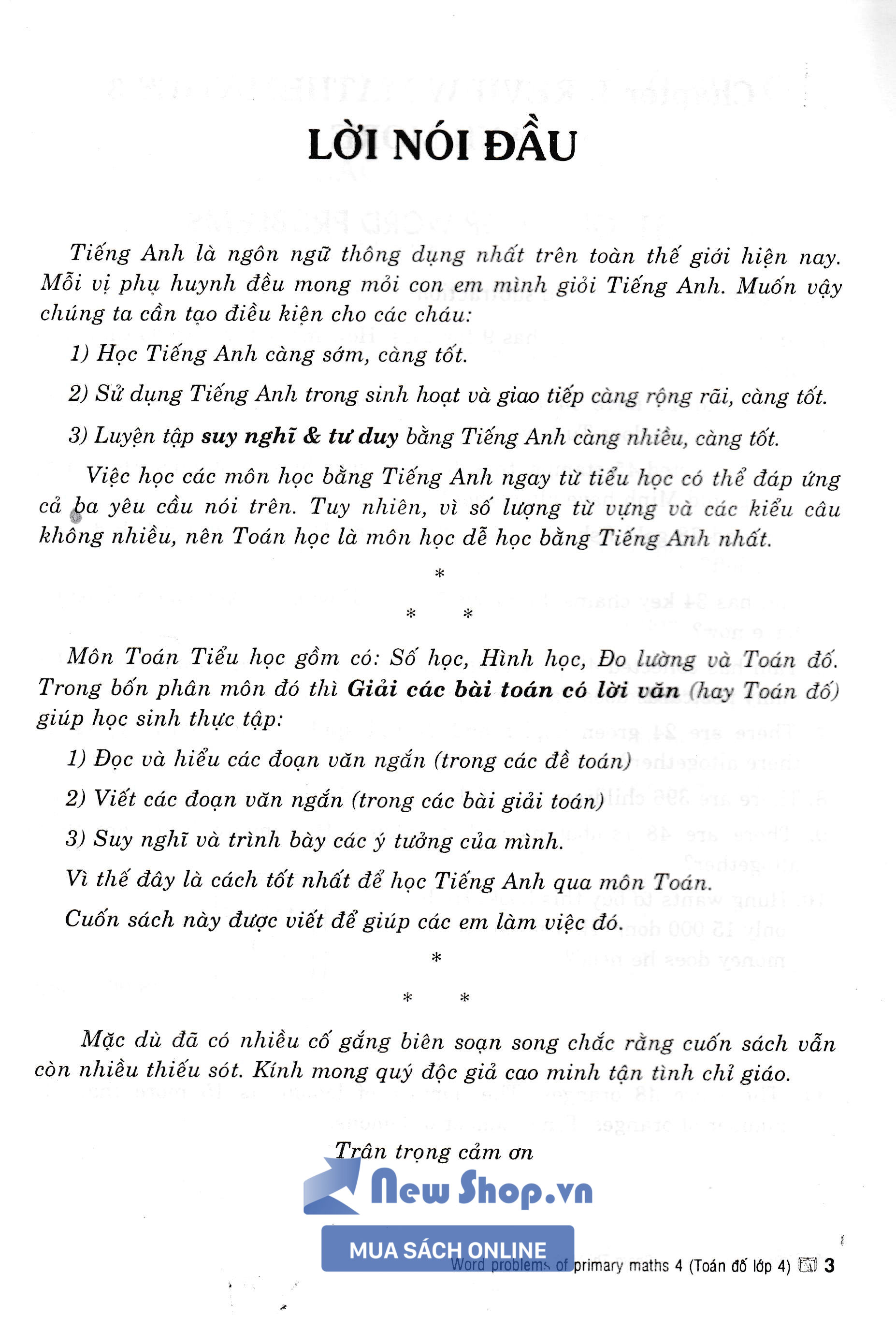 Toán Đố 4 (Sách Song Ngữ) (Tái Bản)