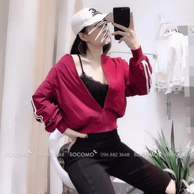 Áo khoác bomber sọc dọc thể thao