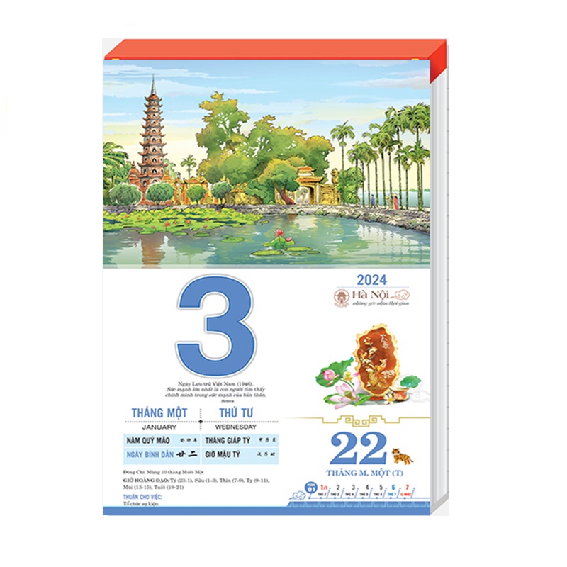 Bloc lịch 2024 - kích thước 20cm x 30 cm – Lịch Hà Nội NH07