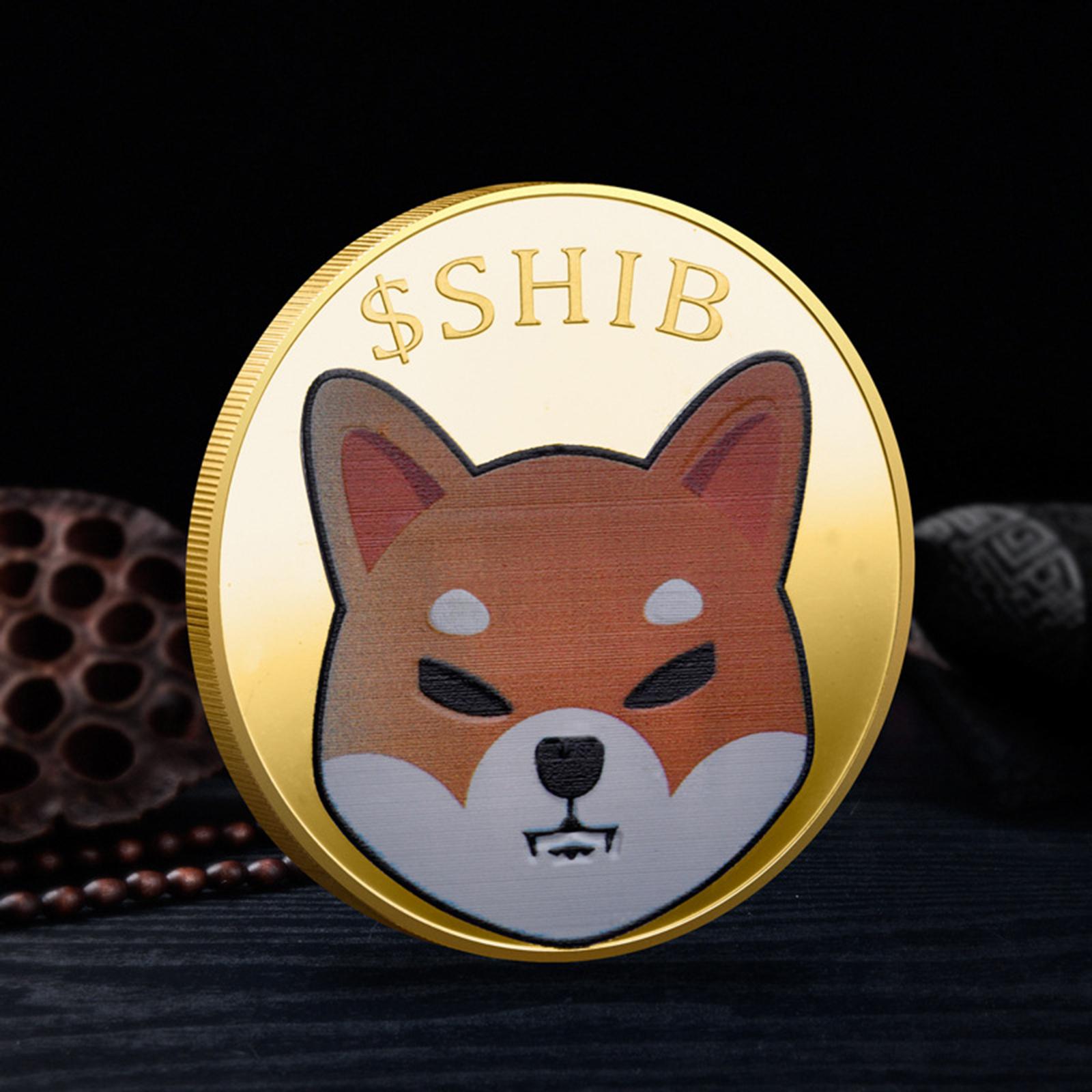 Gold Dogecoin Commemorative Coin 2021 Doge Coin New Collectors Iron Plated Coin with Protective Case for Friend Gift 40mm Dia