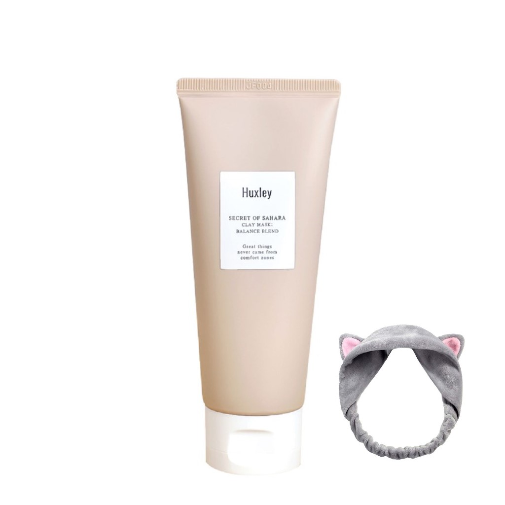 Mặt Nạ Đất Sét Làm sạch sâu, cân bằng da và thu nhỏ lỗ chân lông Huxley Clay Mask; Balance Blend 120g + Tặng Kèm 1 Băng Đô Tai Mèo