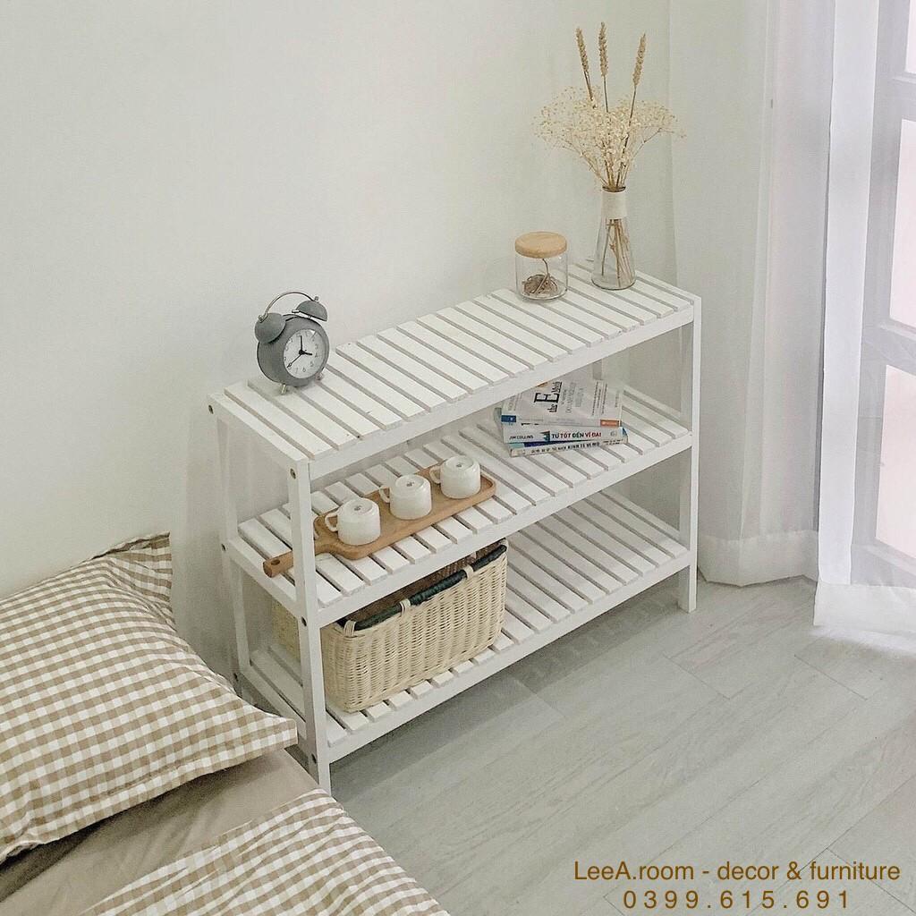 Kệ Giày Dép Cao Cấp / Kệ Gỗ Trang Trí Decor - Wooden Bench 3fm - Màu Trắng