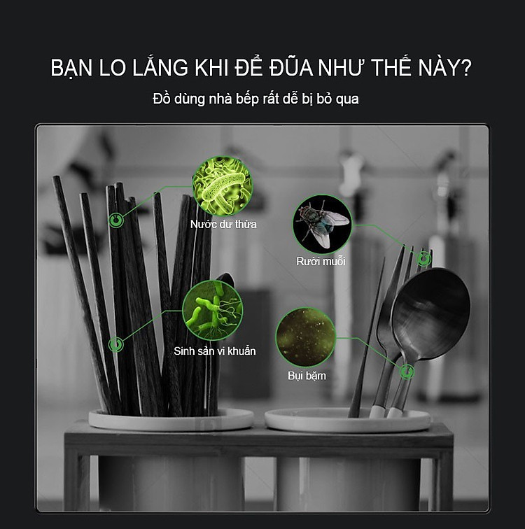 Tặng Củ Sạc - Hộp đựng đũa thông minh khử trùng bằng tia UV - Ống đựng đũa khử trùng cao cấp - UV disinfection chopstick cage