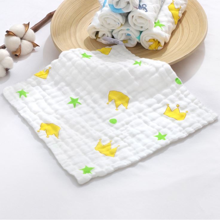 Set 5 khăn sữa xô nhăn ( Họa Tiết ) 6 lớp siêu mềm siêu thấm hút cho bé