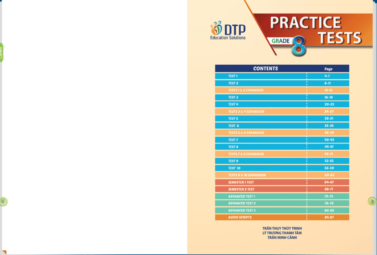 Practice Tests Grade 8 Sách mềm sách học sinh