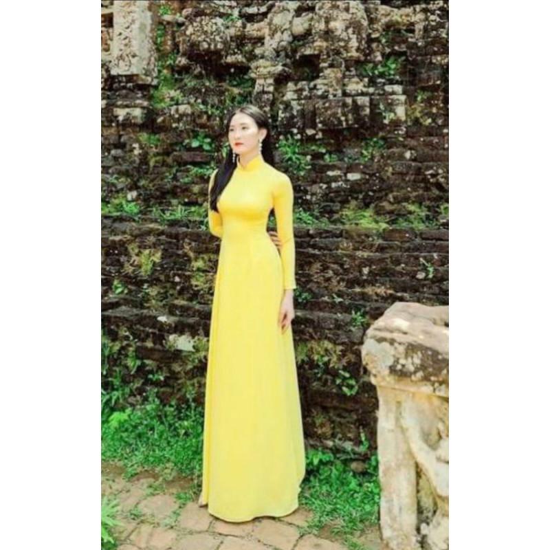 Áo dài may sẵn truyền thống lụa trơn nhiều màu
