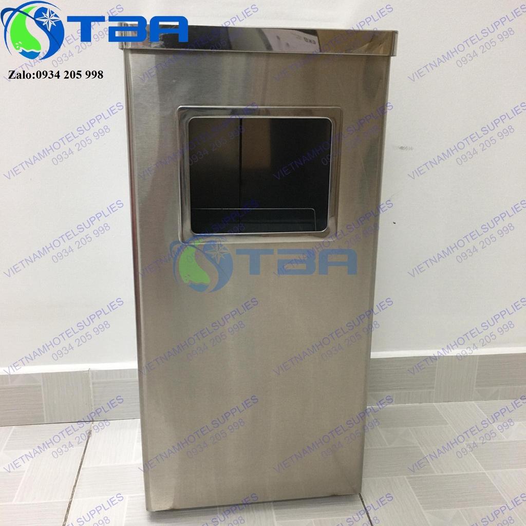 Thùng rác gạt tàn inox kiểu dáng chữ nhật nhập khẩu cao cấp