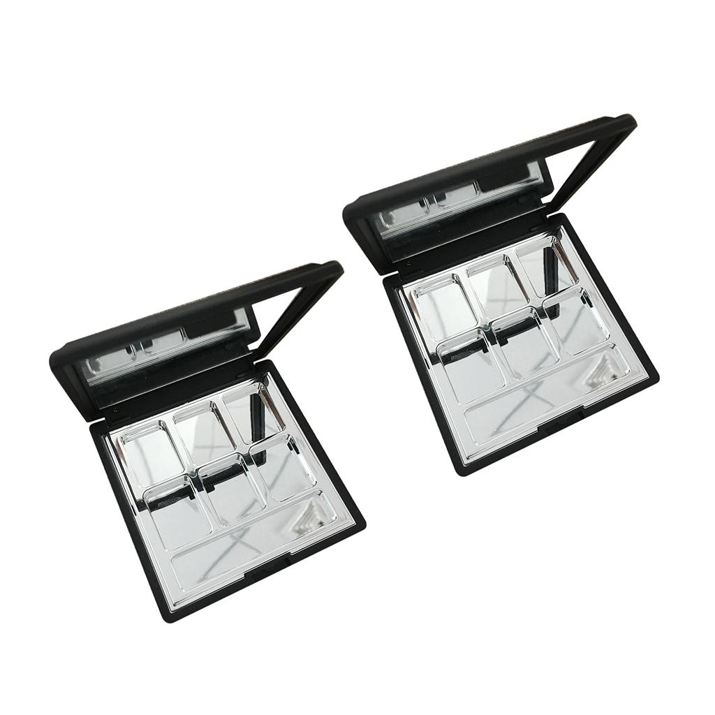 2Pcs Empty Makeup Palette for Eyeshadow Blusher Concealer Cosmetic DIY Plate 6 Grids Black