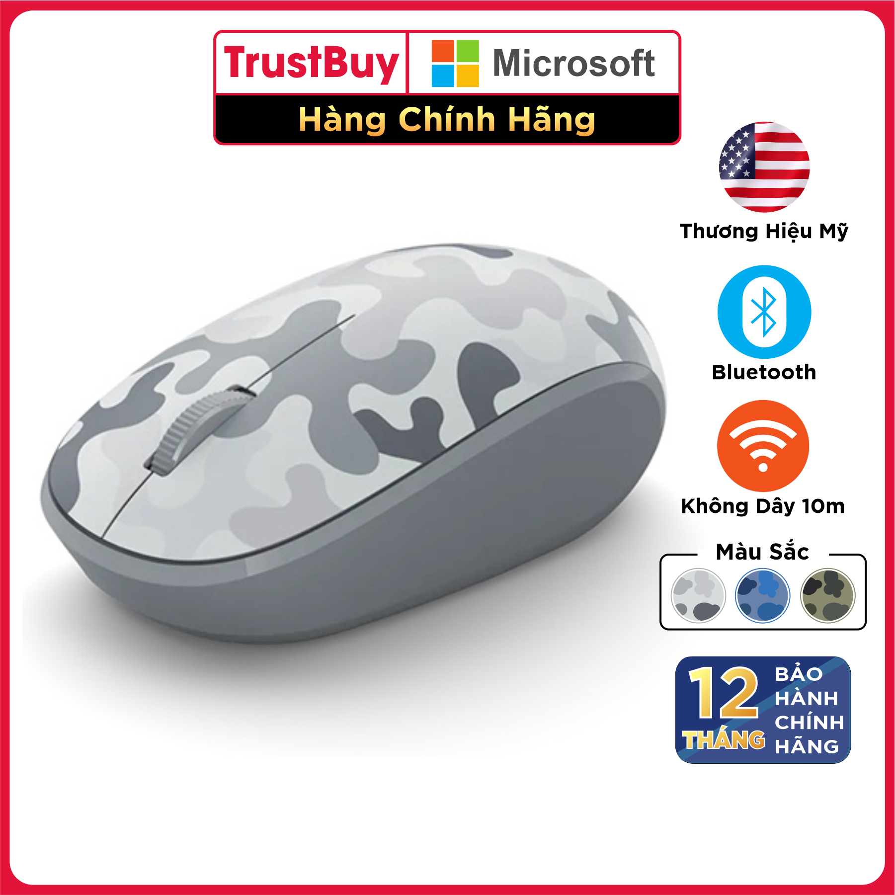 Chuột Không Dây Bluetooth Microsoft Camo - Hàng Chính Hãng