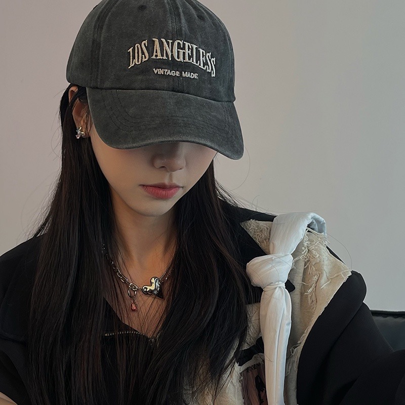  Mũ, nón lưỡi trai nam, nữ denim thêu chữ cái phong cách Retro Hàn Quốc