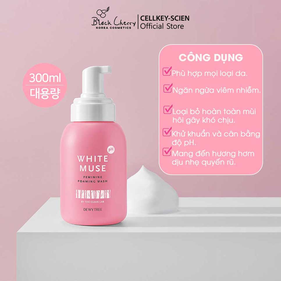 Dung Dịch Vệ Sinh Phụ Nữ Cao Cấp Dạng Bọt DewyTree White Muse Feminine Foaming Wash 300ml