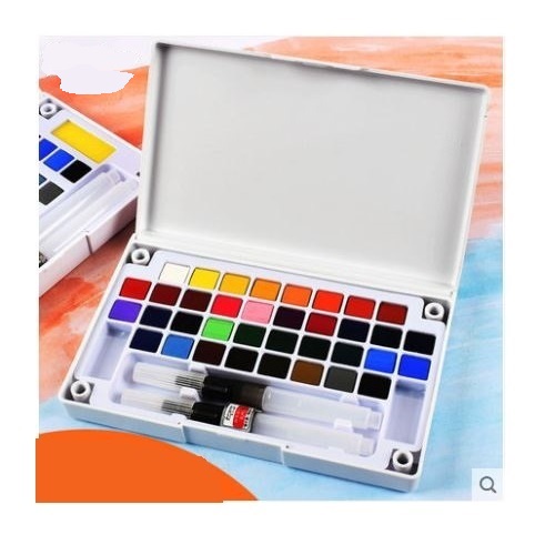 Màu nước dạng nén cao cấp G3600A set 36 màu solid watercolor đi kèm 2 cây cọ nước dành cho vẽ tranh