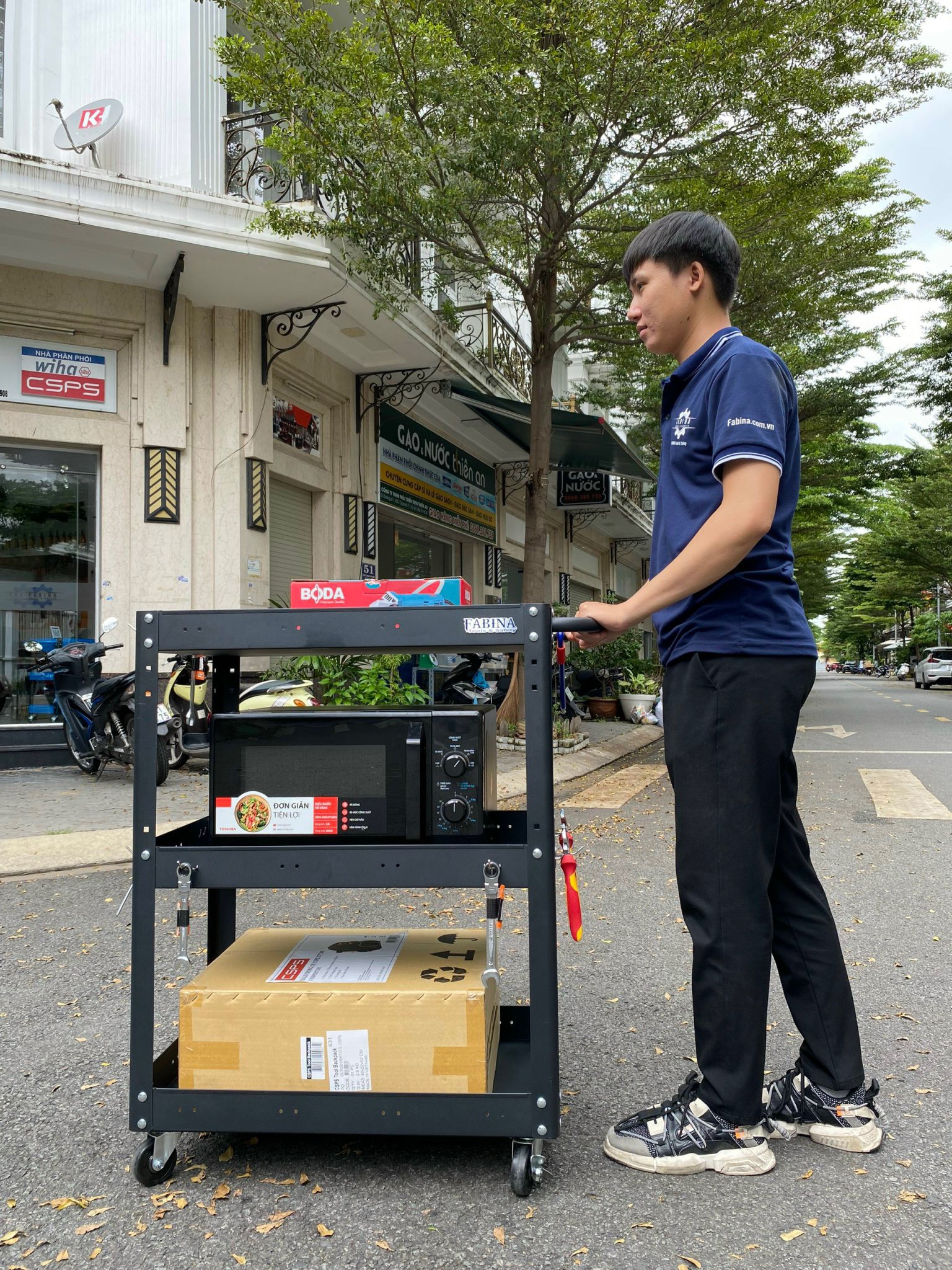 Kệ thép 3 tầng cao 980mm màu đen
