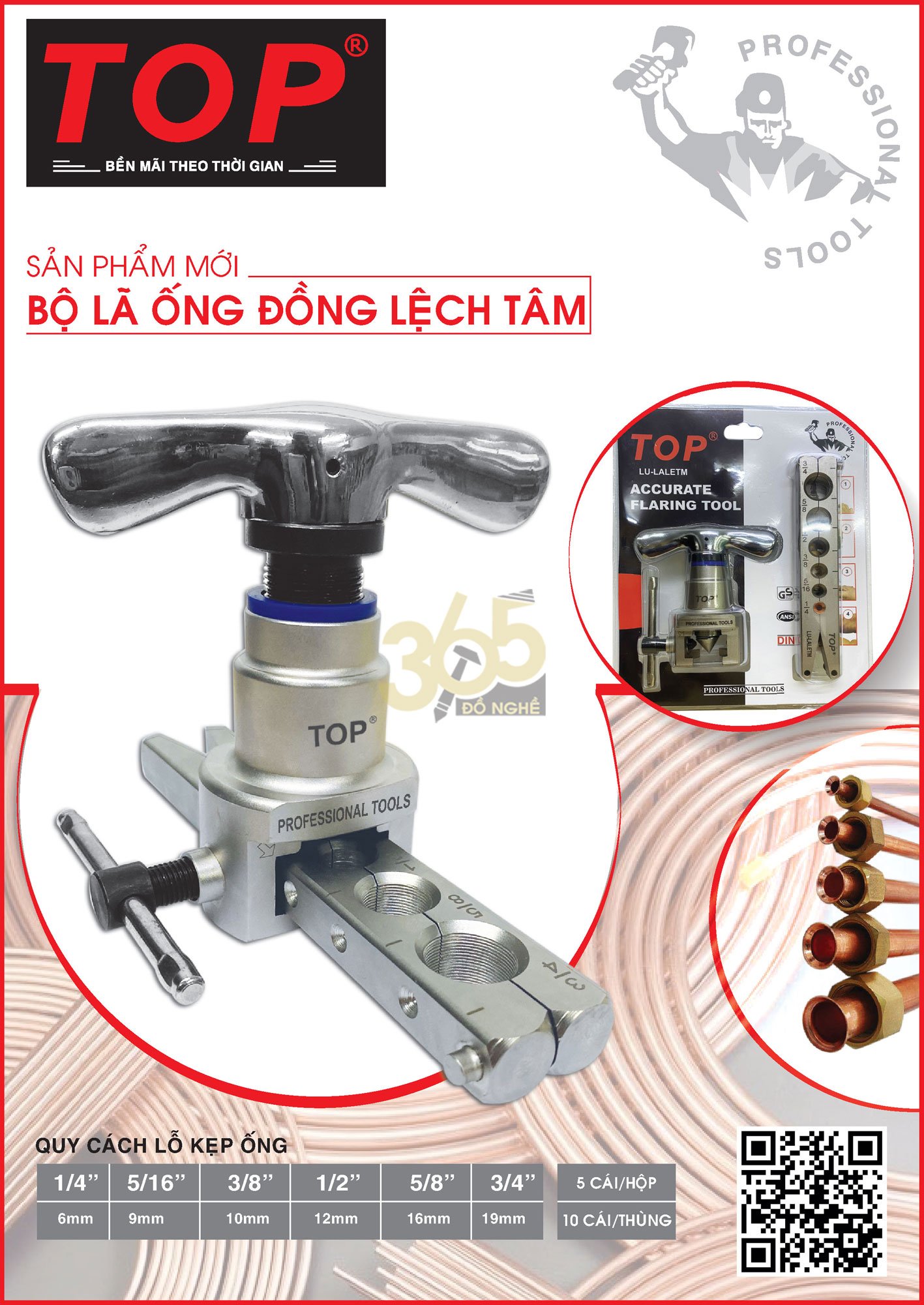 BỘ LÃ ỐNG ĐỒNG LỆCH TÂM TOP lã, nong, cắt, uốn ống đồng