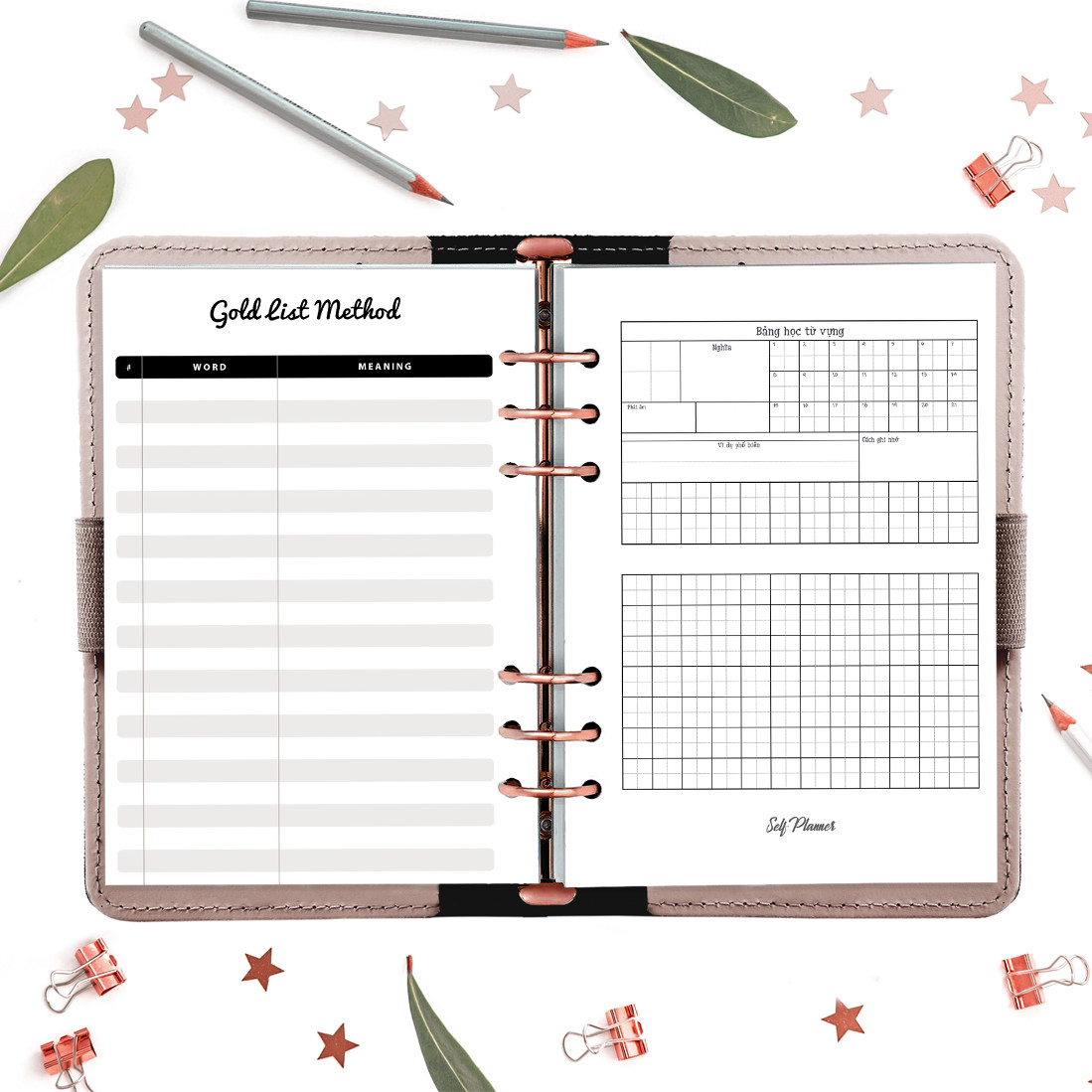 Giấy / Ruột refill sổ còng A5 học ngoại ngữ tiếng anh, tiếng trung Self Planner