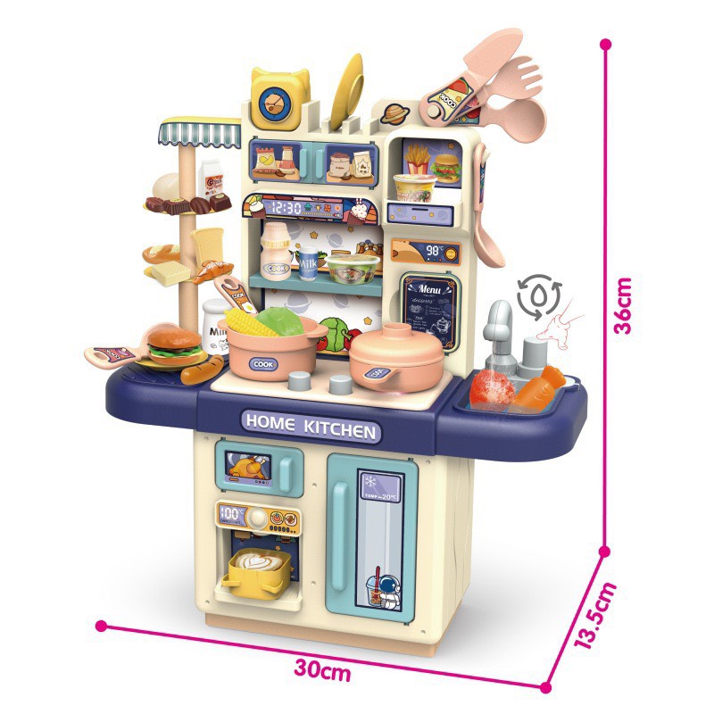 Bộ Đồ Chơi Nhà Bếp Cho Bé HT SYS, Đồ Chơi Nấu Ăn Cho Bé Bếp Đứng 2 Tầng Có Khói Kèm Nhiều Phụ Kiện