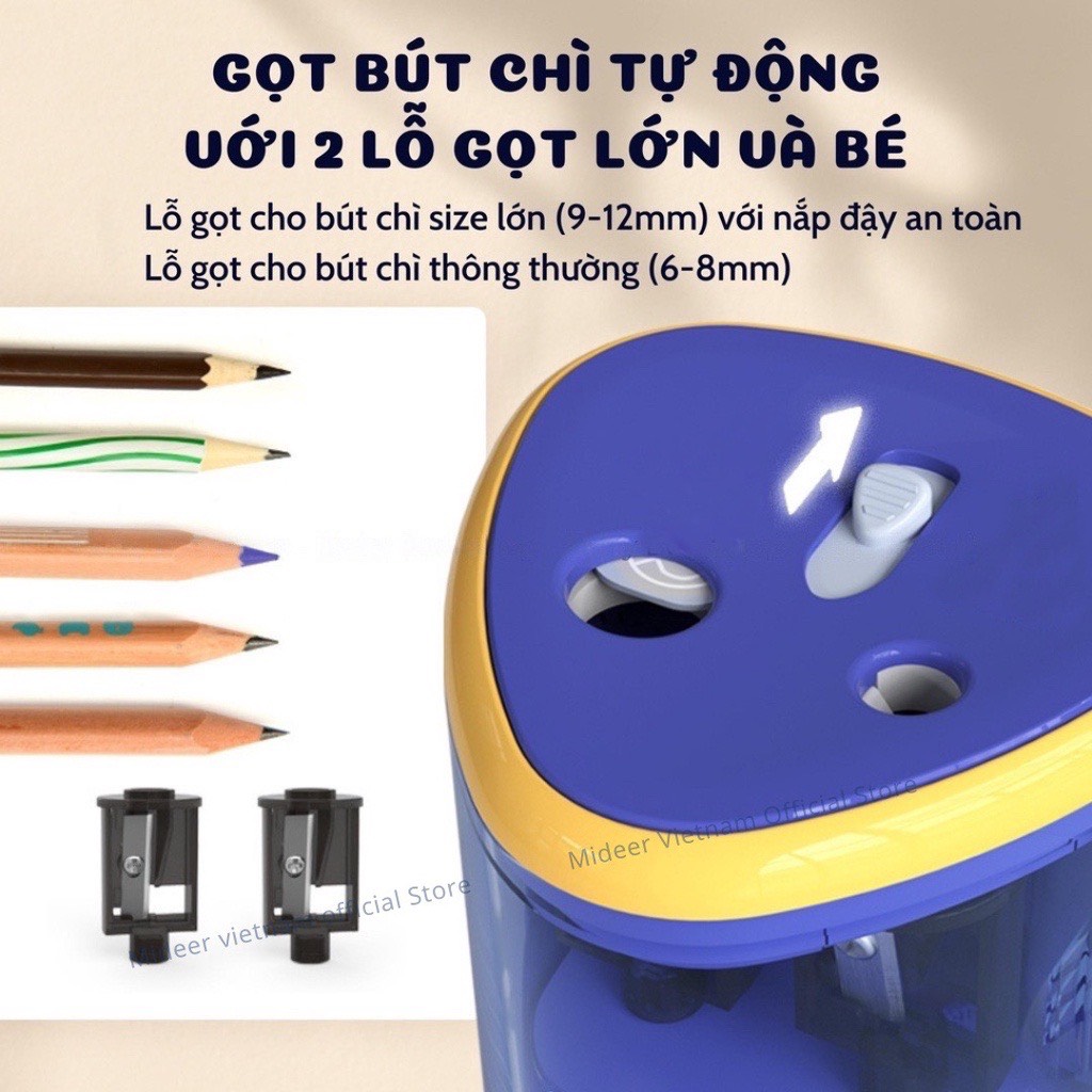 Bộ gọt bút Chì tự động kèm tẩy Cao Cấp Mideer Artist Electric Stationery  dụng cụ học tập cho Bé 3,4,5,6 tuổi