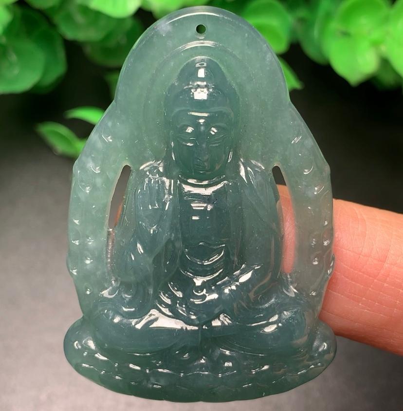 Mặt Phật A di đà xanh phong thủy ngọc cẩm thạch/Ngọc phỉ thúy tự nhiên cao cấp