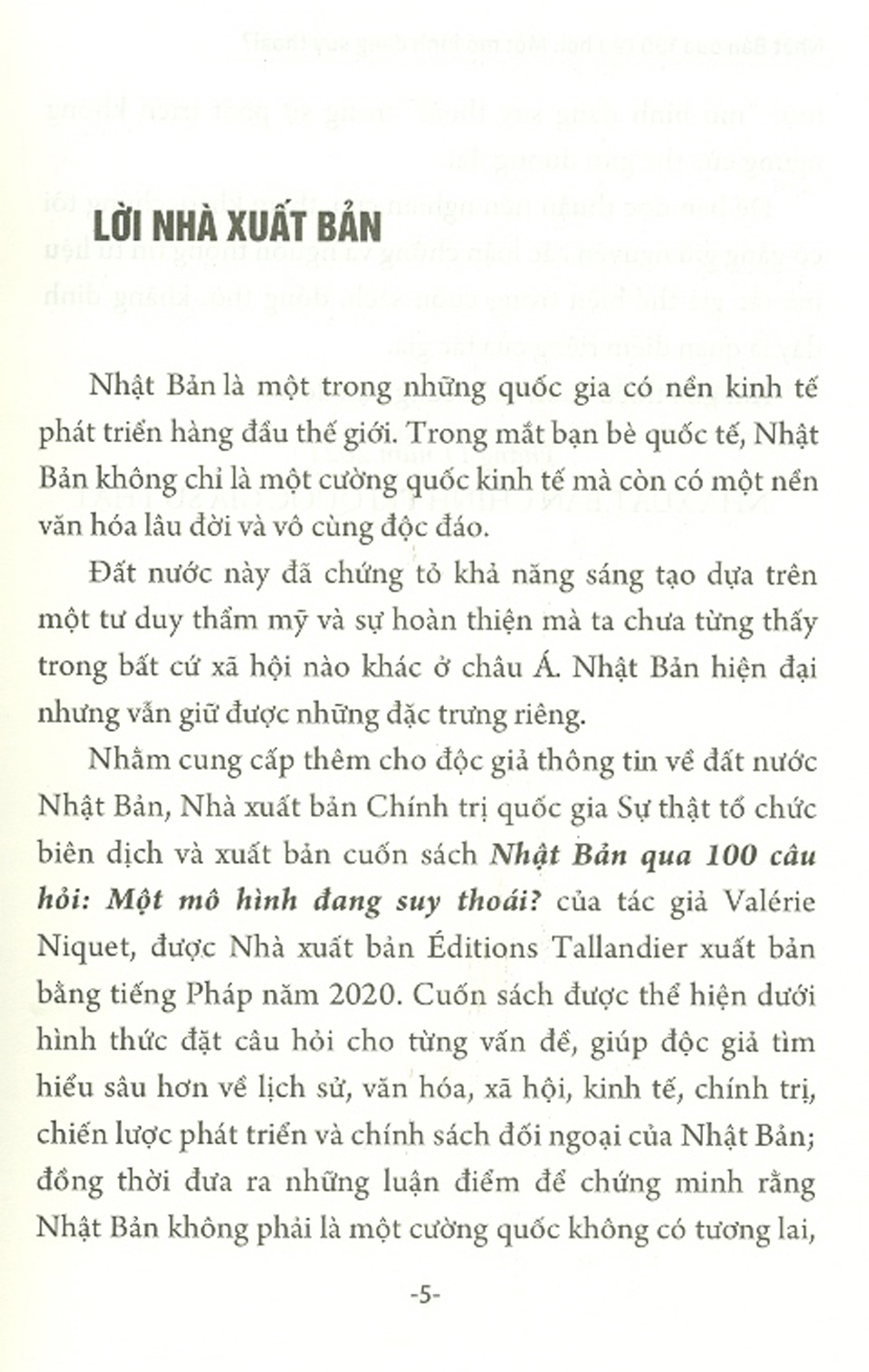 Nhật Bản Qua 100 Câu Hỏi - Một Mô Hình Đang Suy Thoái?