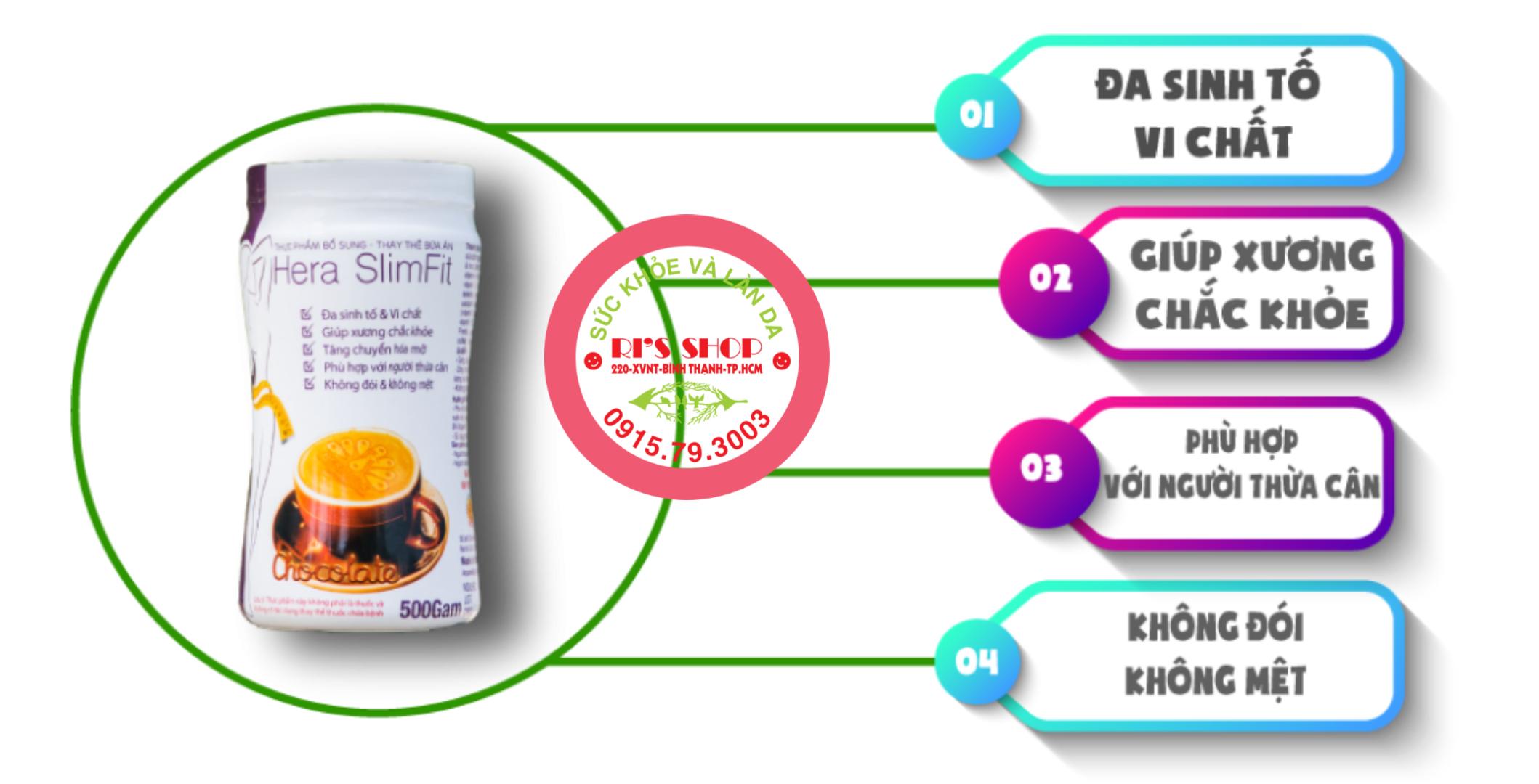 COMBO 2 Sữa Hỗ trợ Giảm Cân Hera Slimfit 500gr - Hỗ trợ giảm cân nhanh và an toàn